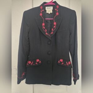 Vintage Moshary, blazer, size 2, red and black, wool.